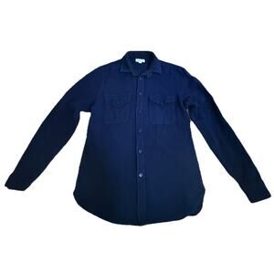 WALLACE & BARNES Men’s Navy Blue Wool Blend Work Shirt Shacket Size Medium
